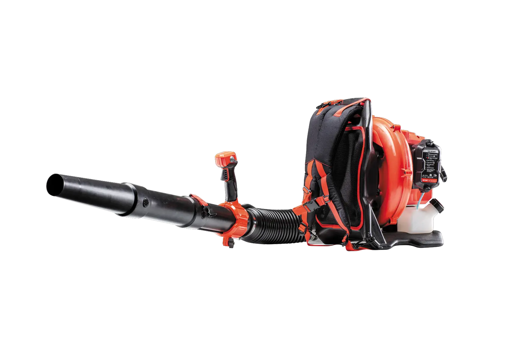 Left profile of 51 C C 2 cycle gas backpack leaf blower.