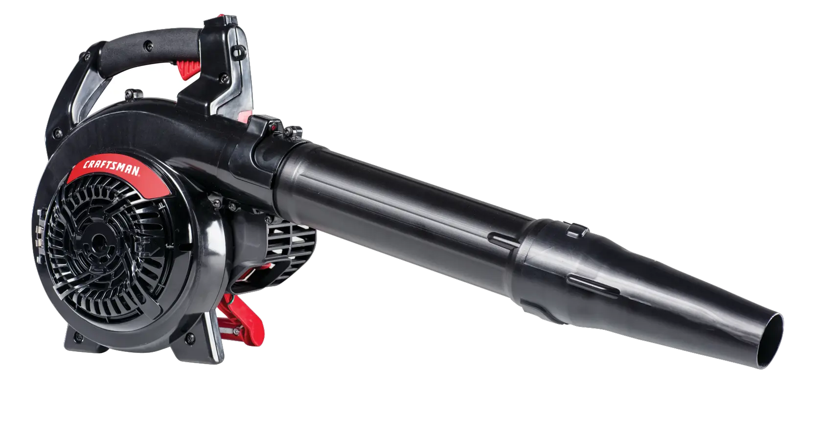 Right profile of 2 cycle full crank engine gas leaf blower vacuum.