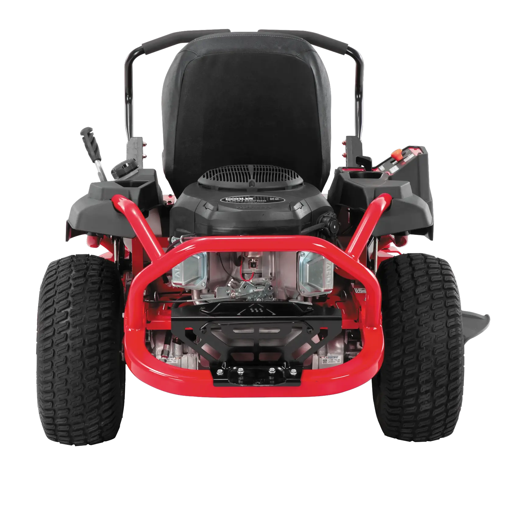 Right profile of 20 h p 42 inch zero turn riding mower.