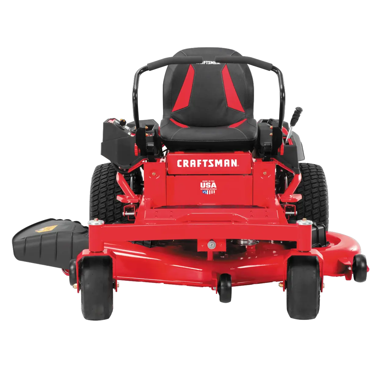 Profile of 24 h p 54 inch zero turn riding mower.