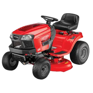 Profile of 42 inch 17.5 h p gear drive riding mower.