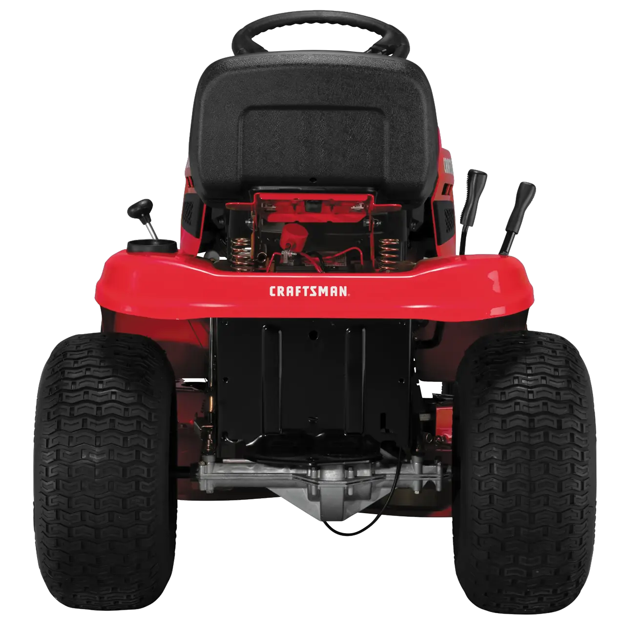 Backside of  T 100 Gear drive riding mower.