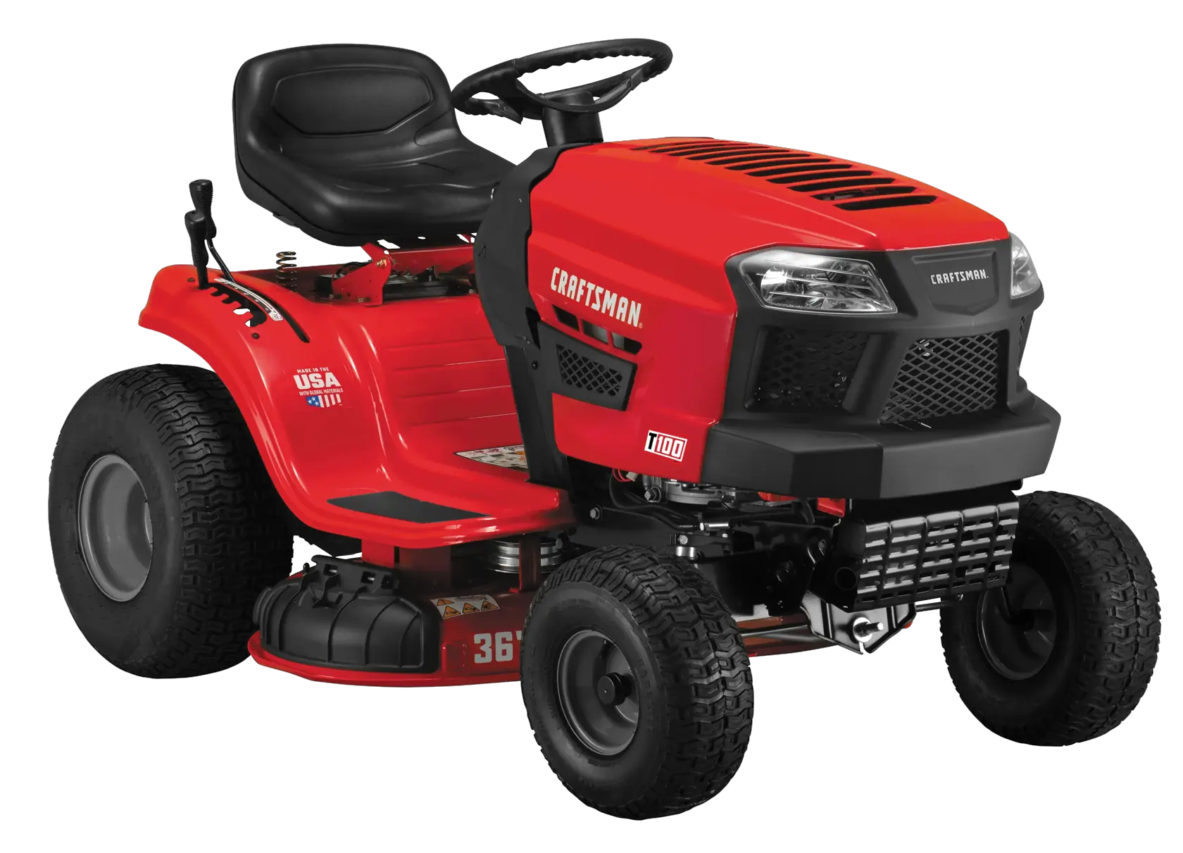 Left profile of  T 100 Gear drive riding mower.