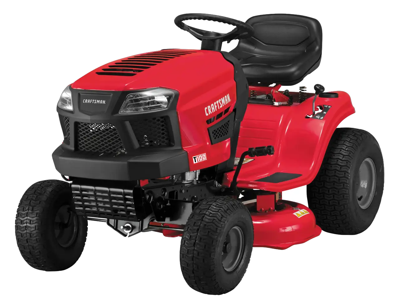 Right profile of T 100 Gear drive riding mower.