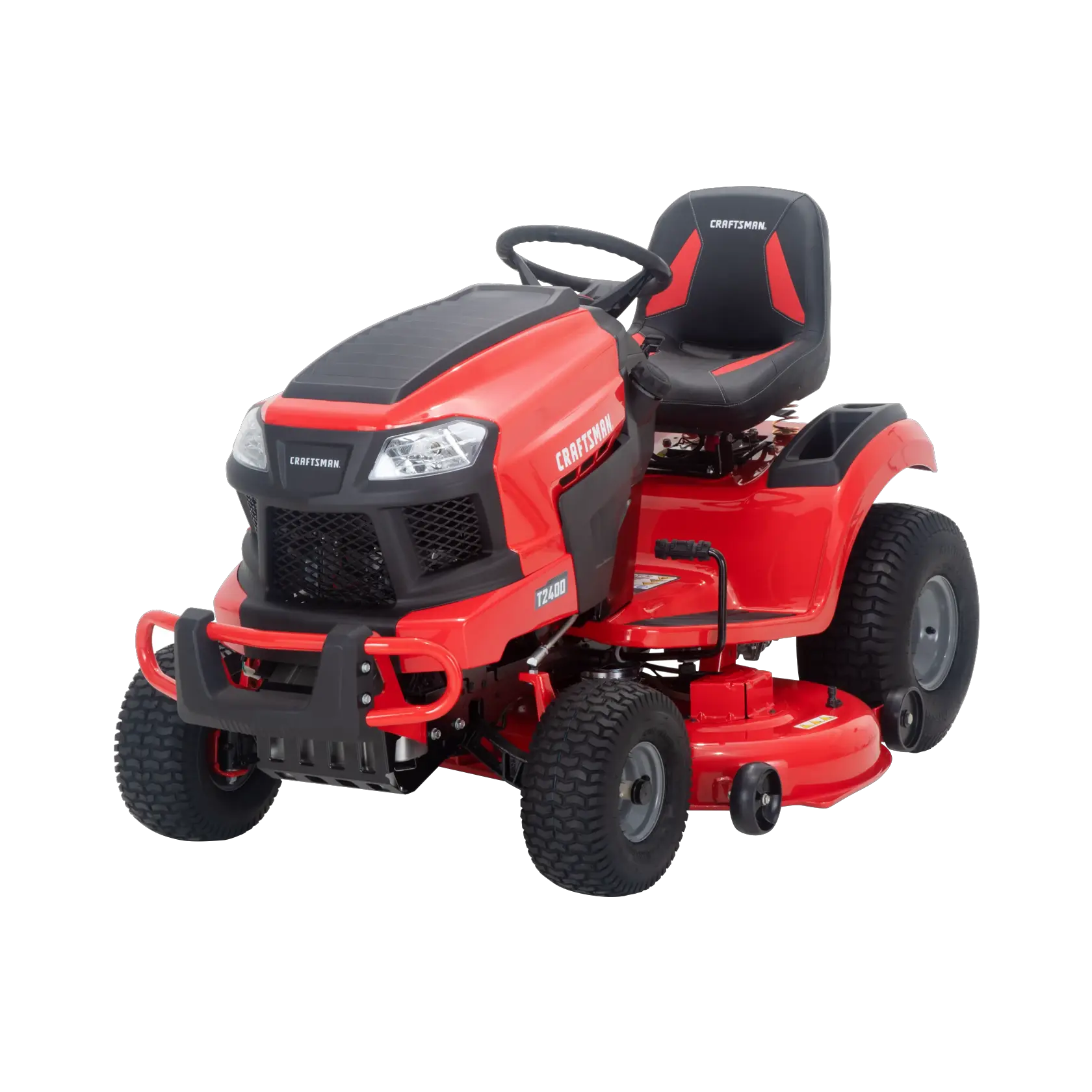 View of CRAFTSMAN Riding Mowers on white background