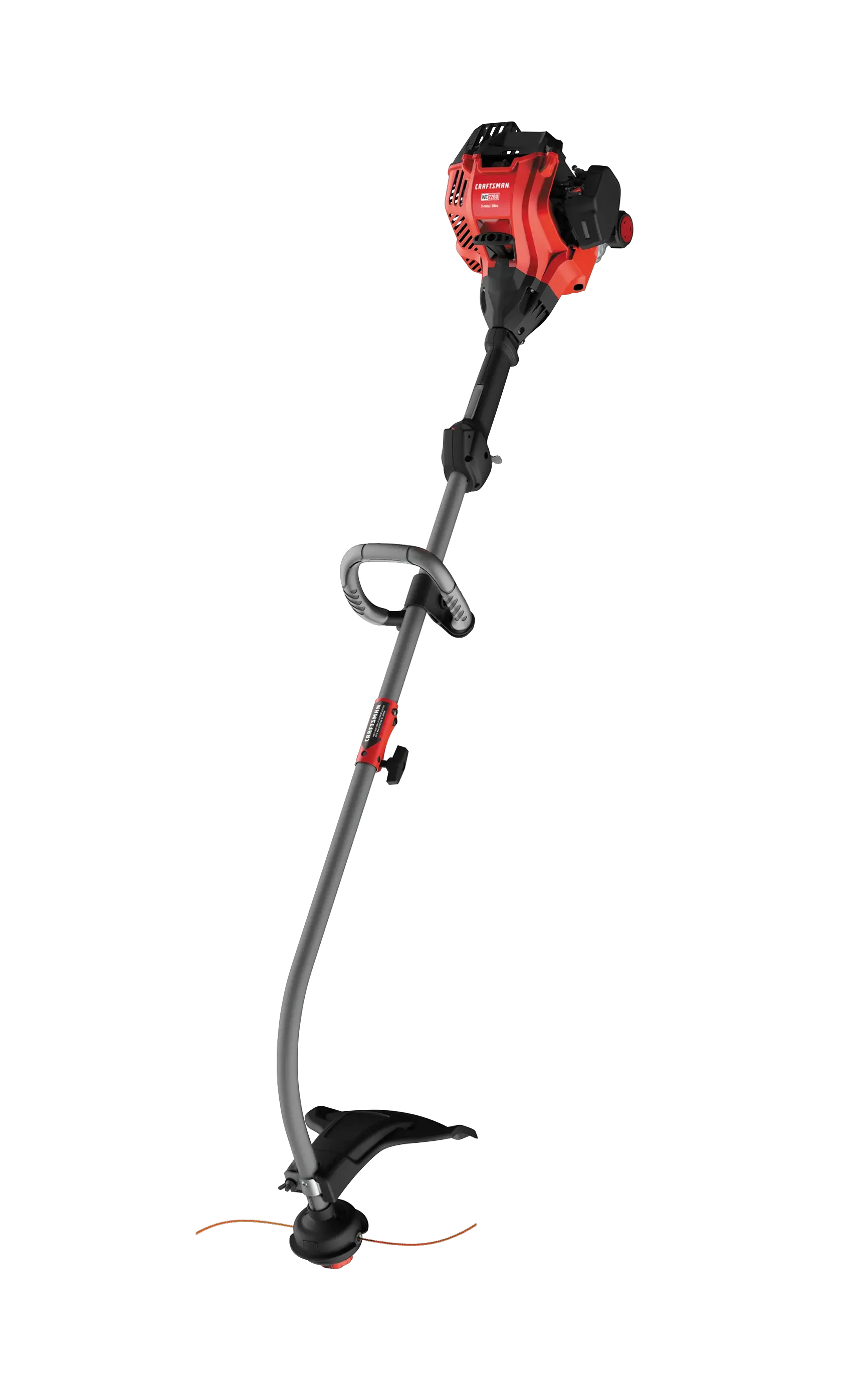 Right profile of W C 2200 weedwacker 25 C C 2 cycle 17 inch attachment capable curved shaft gas trimmer.