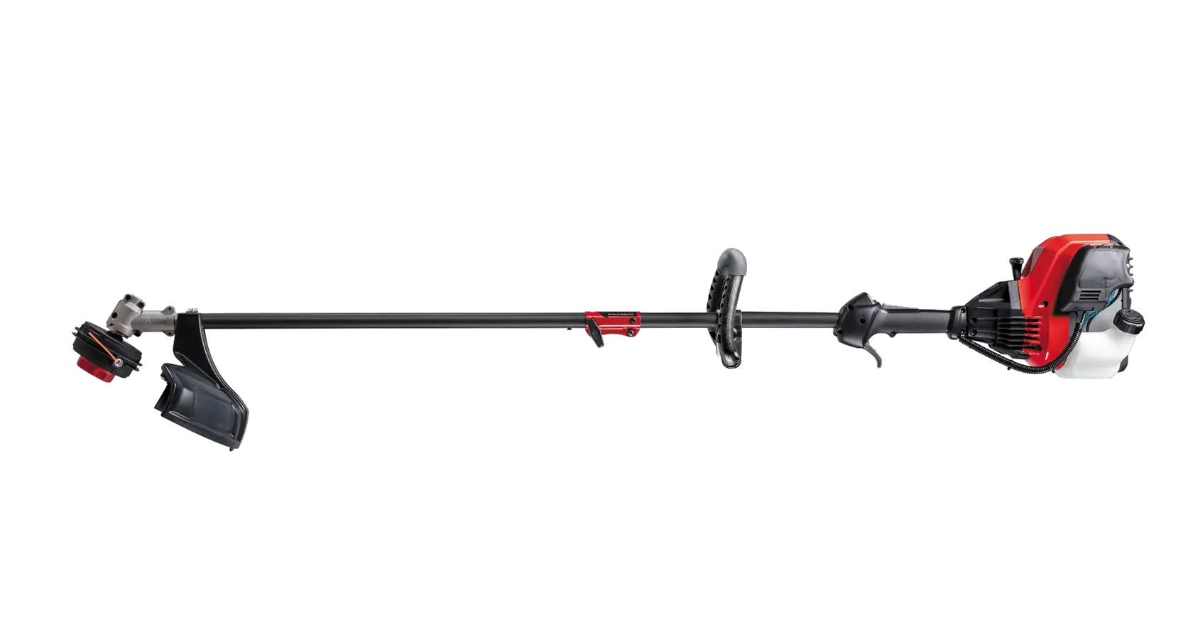Profile of Weedwacker 30 C C 4 cycle 17 inch attachment capable straight shaft gas trimmer.