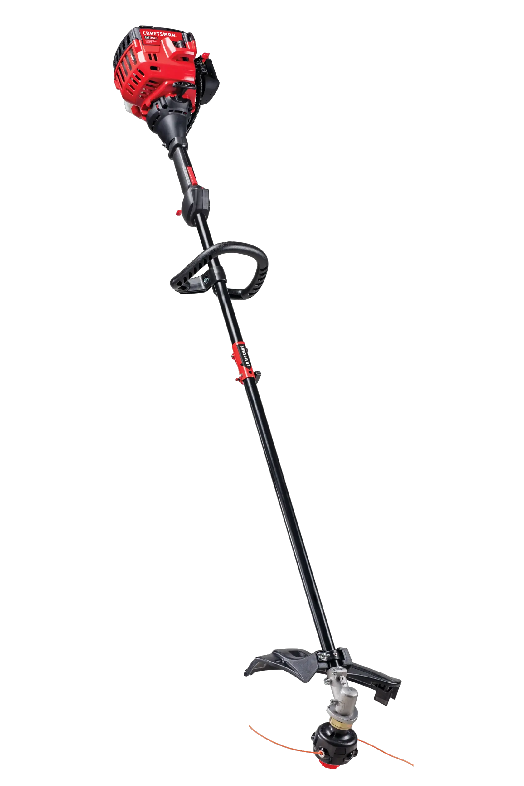 Left profile of 2 Cycle 17 inch straight shaft gas weedwacker trimmer.
