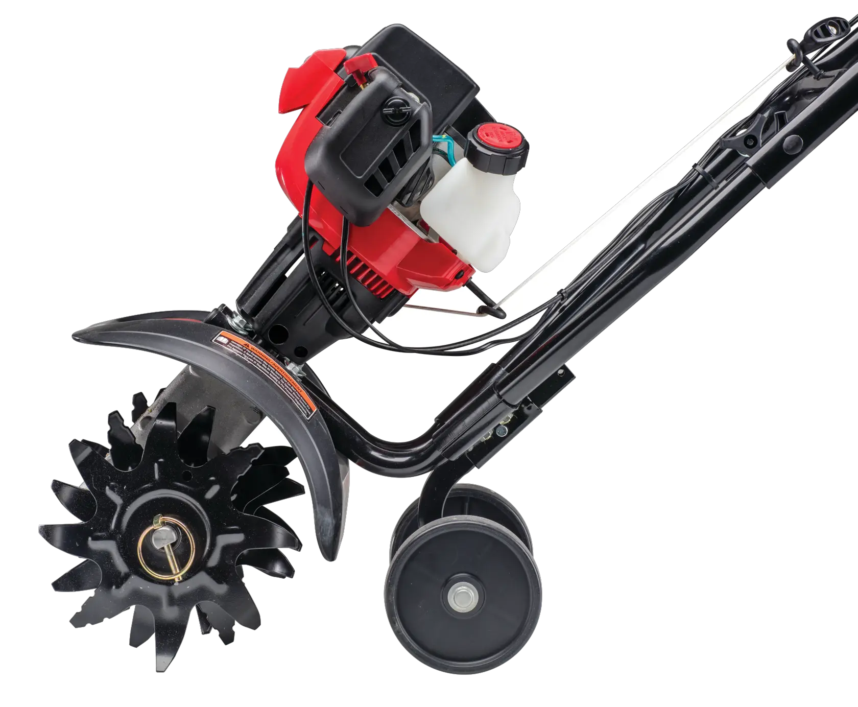 Closeup of 2 Cycle Gas cultivator.