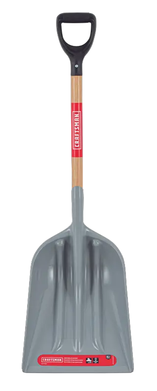 Short Handle #12 Size Poly Scoop with wood handle and D-Grip, front-facing