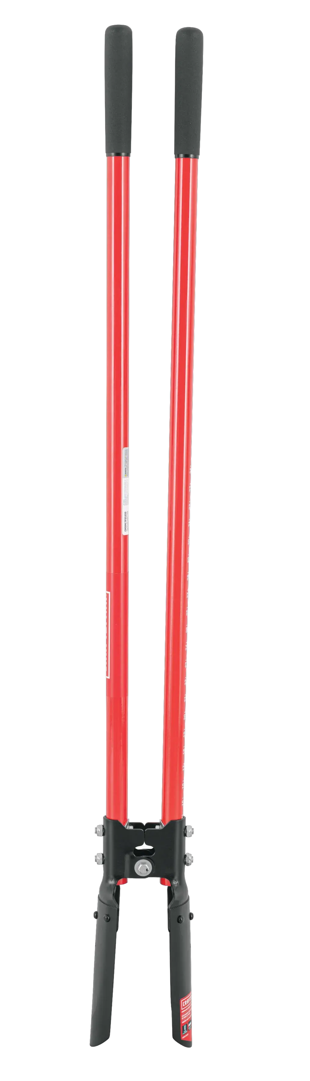 Two Handle Post Hold Digger with fiberglass handles and cushioin grips, right-facing 