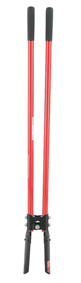 Two Handle Post Hold Digger with fiberglass handles and cushioin grips, right-facing 