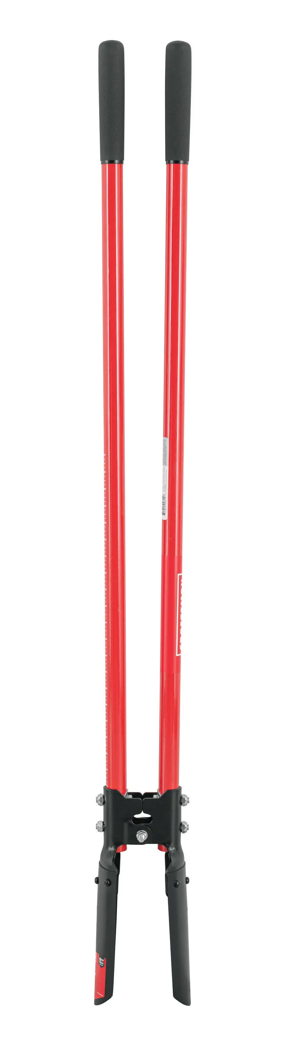 Two Handle Post Hold Digger with fiberglass handles and cushioin grips, left-facing 