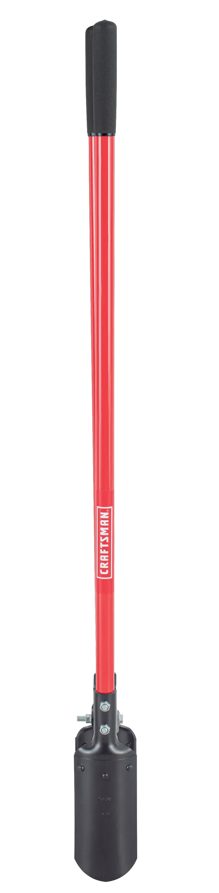 Two Handle Post Hold Digger with fiberglass handles and cushioin grips, rear-facing 