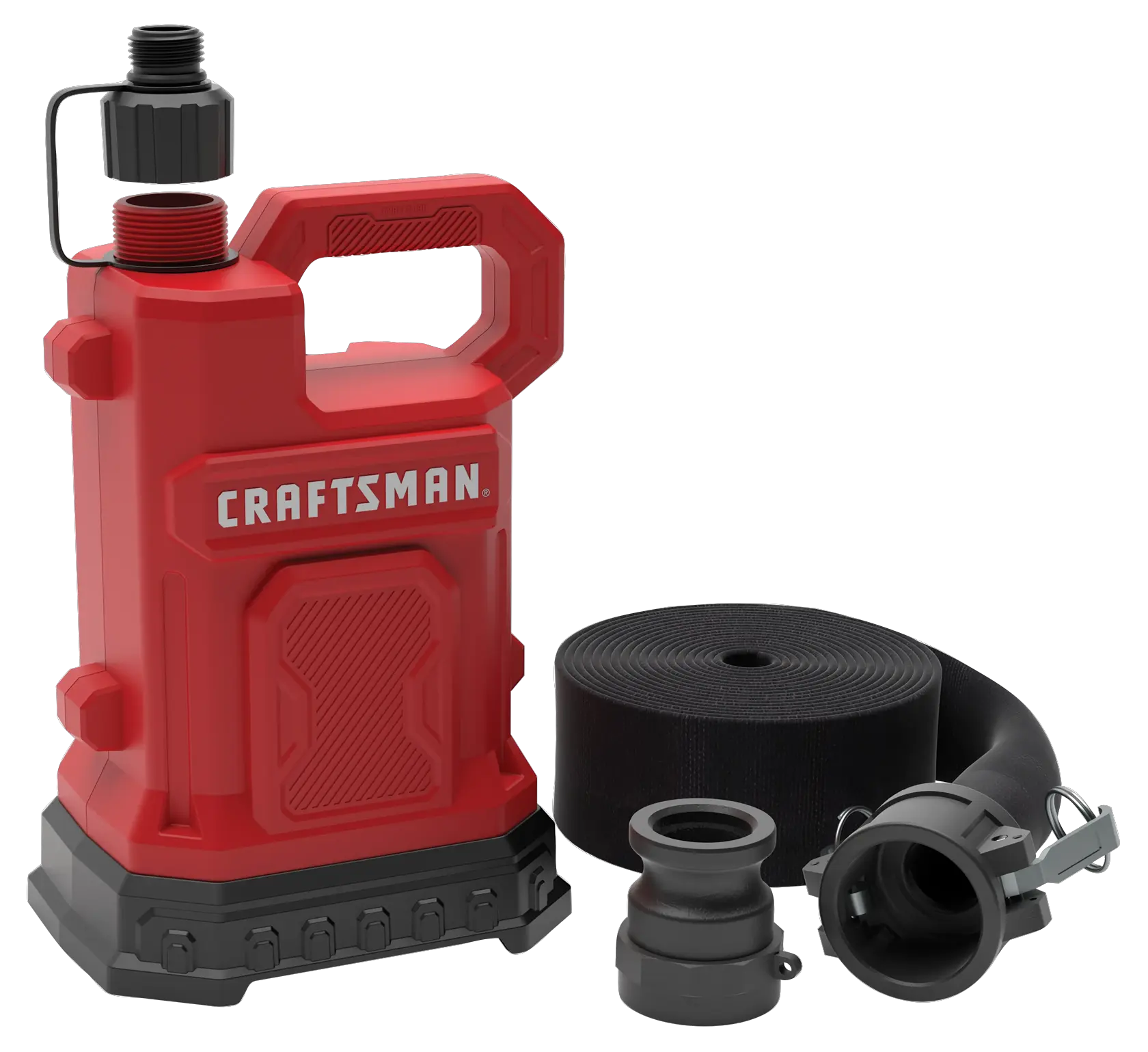 1-4HP WATER/UTILITY PUMP REINFORCED THERMOPLASTIC SUBMERSIBLE WITH PVC LAYFLAT HOSE KIT AND ADAPTERS MAIN VIEW