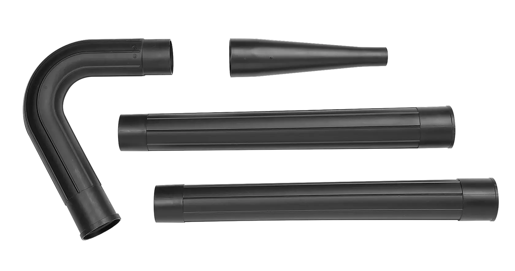 Top view of 4-piece CRAFTSMAN Gutter Cleaning Kit containing elbow nozzle, blower nozzle, two wands