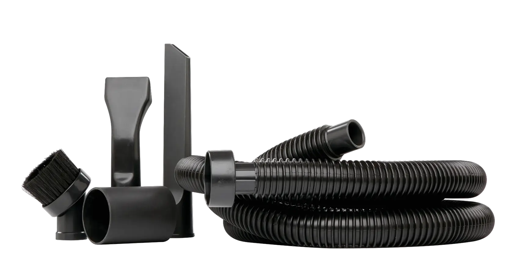 Profile of One and one quarter inch 5-piece Wet or Dry Vacuum Car Cleaning Kit.