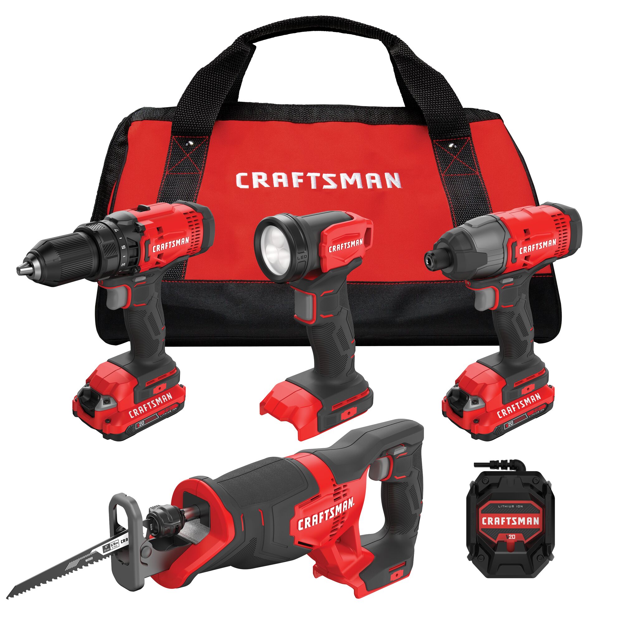 CRAFTSMAN V20* Cordless 4-Tool Combo Kit with (2) Batteries