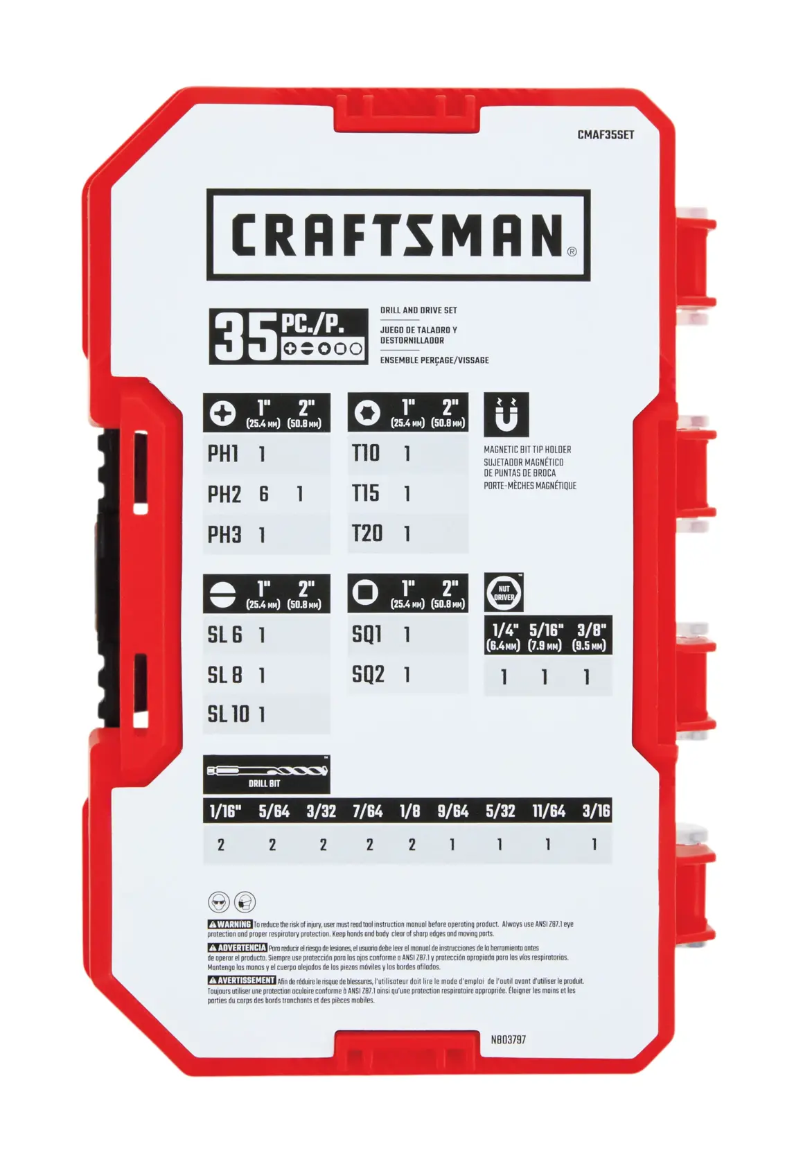 View of CRAFTSMAN Drill Bits: Set on white background