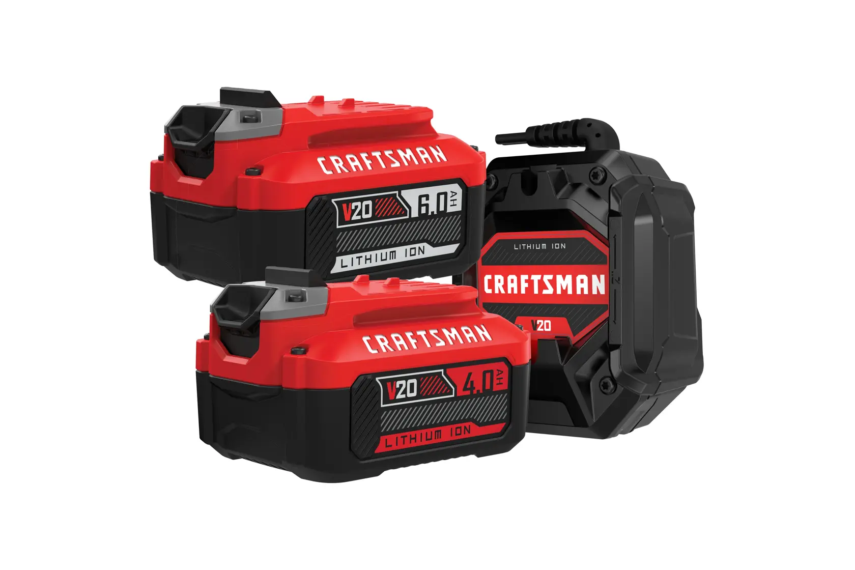 Photo of Craftsman V20 battery kit, includes 6.0Ah and 4.0Ah lithium ion batteries and charger, CMCB2046-CK.