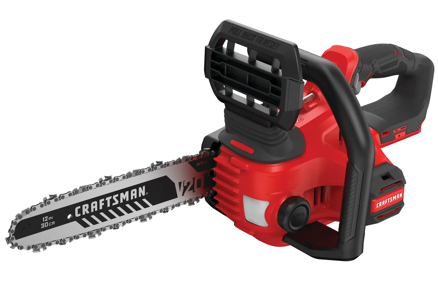 View of CRAFTSMAN Chain Saws on white background