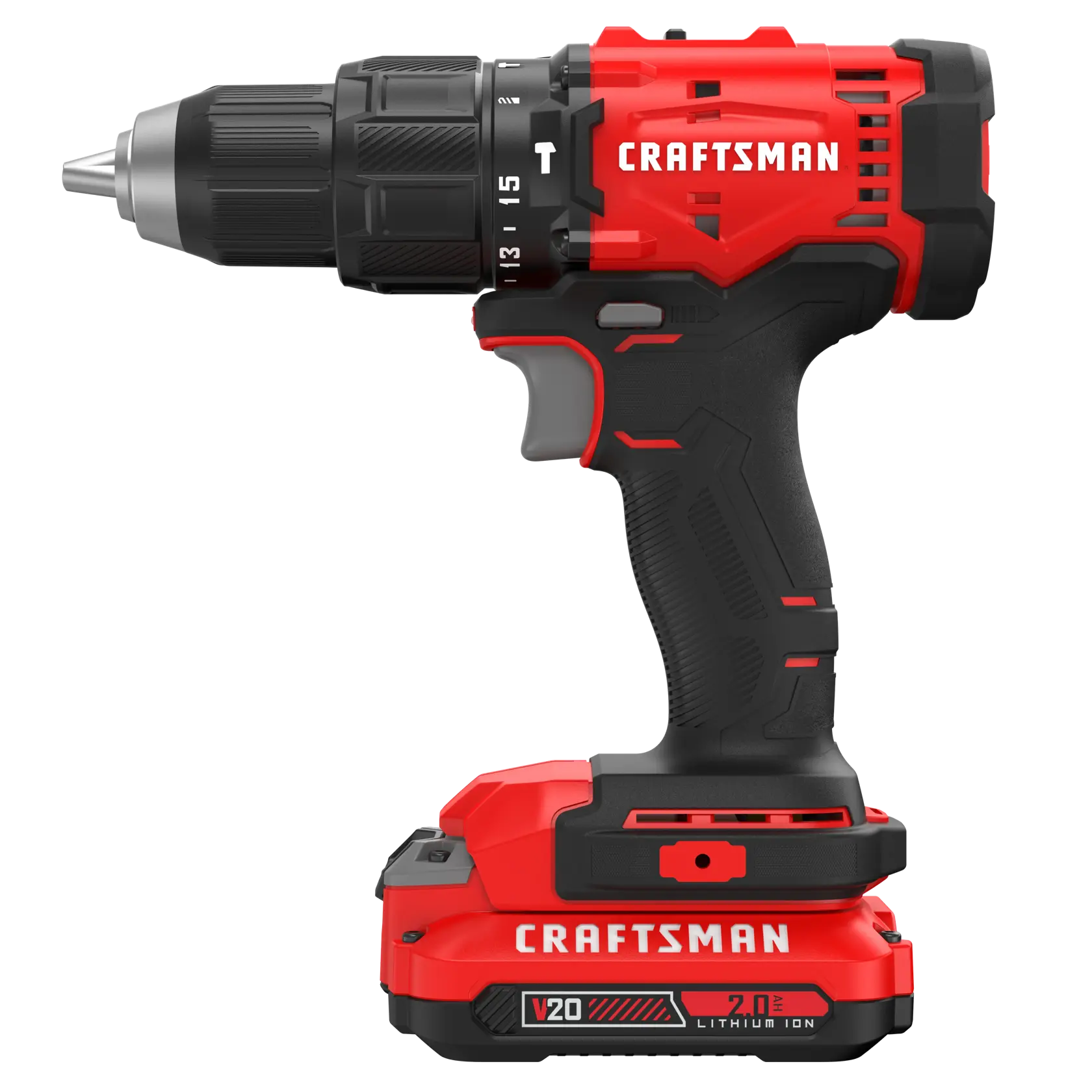 CRAFTSMAN® V20* Brushed Hammer Drill Kit with 2.0Ah Battery Left Profile