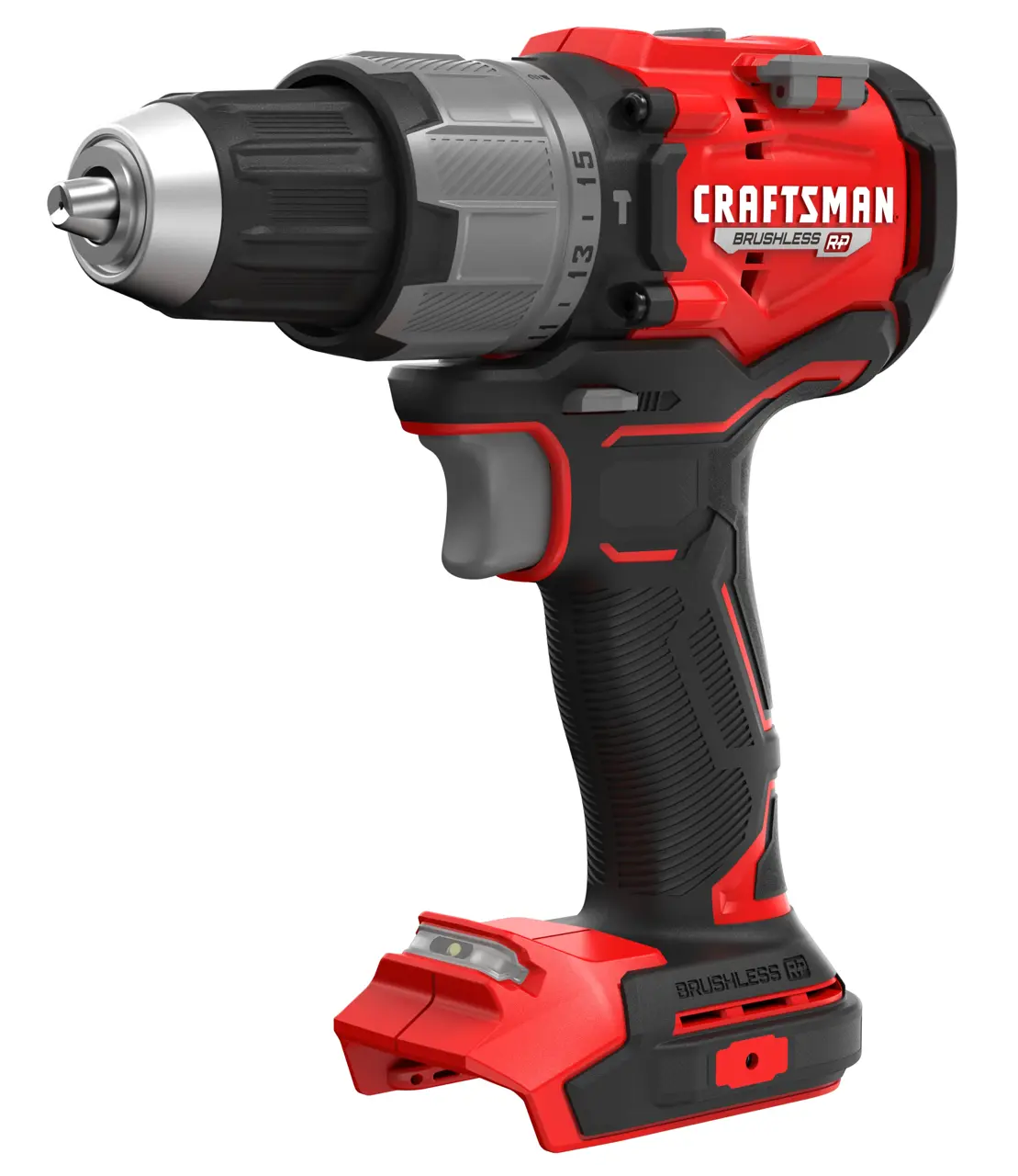 V20* Brushless RP Hammer Drill/Driver without a battery on a white background