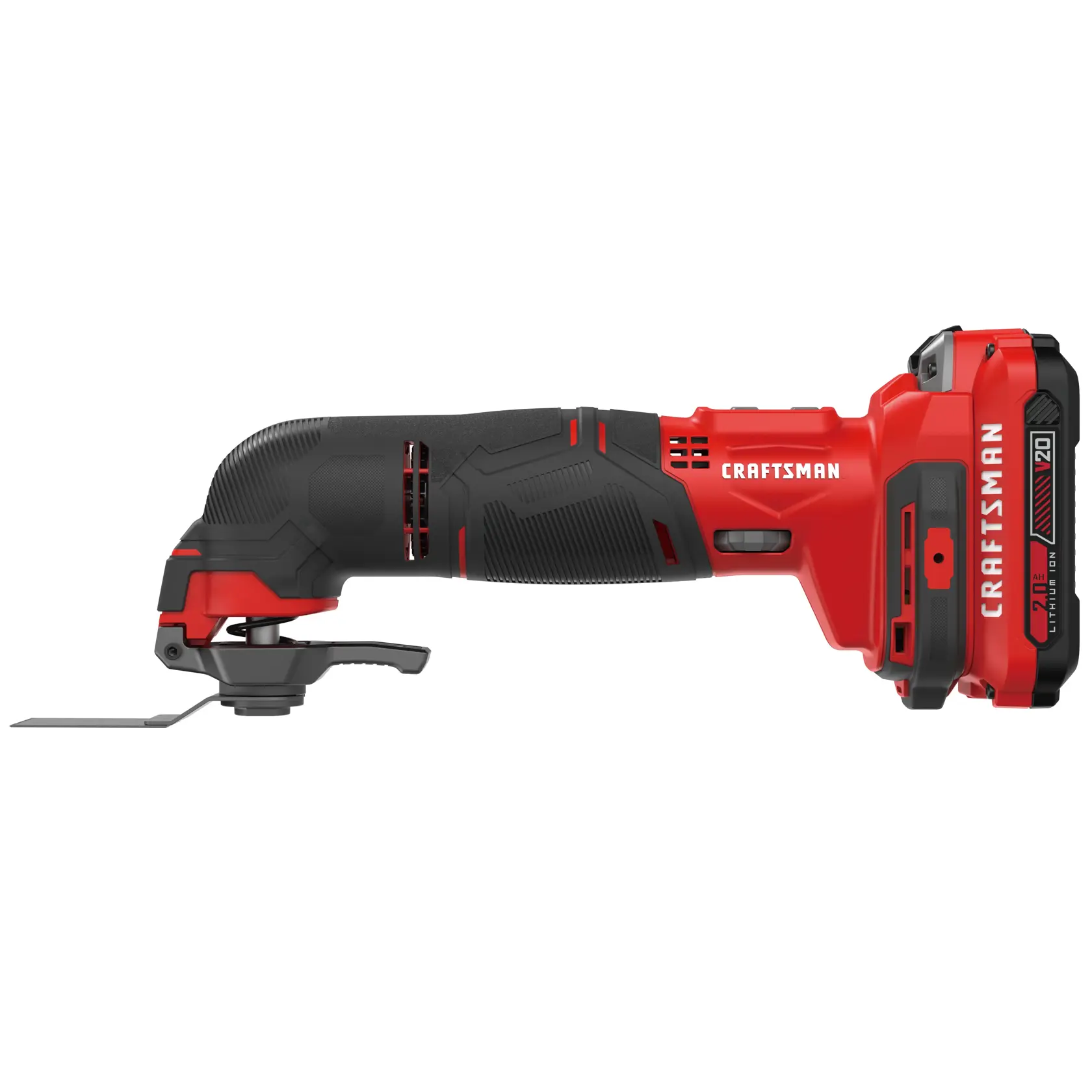 Right profile of cordless oscillating tool kit.