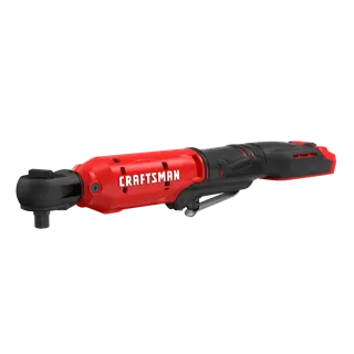 A red and black cordless ratchet wrench labeled 'CRAFTSMAN', designed for tightening and loosening nuts and bolts.