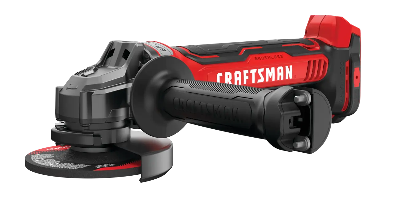 View of CRAFTSMAN Angle Grinder on white background
