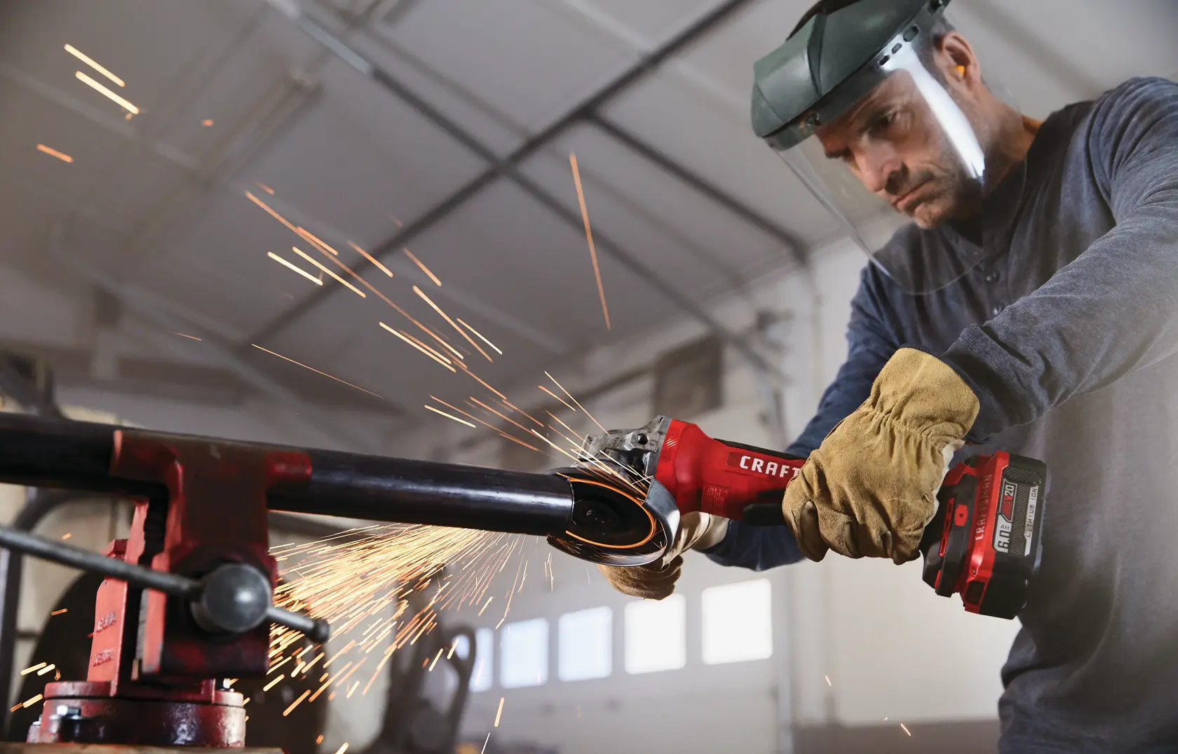 View of CRAFTSMAN Angle Grinder being used by consumer
