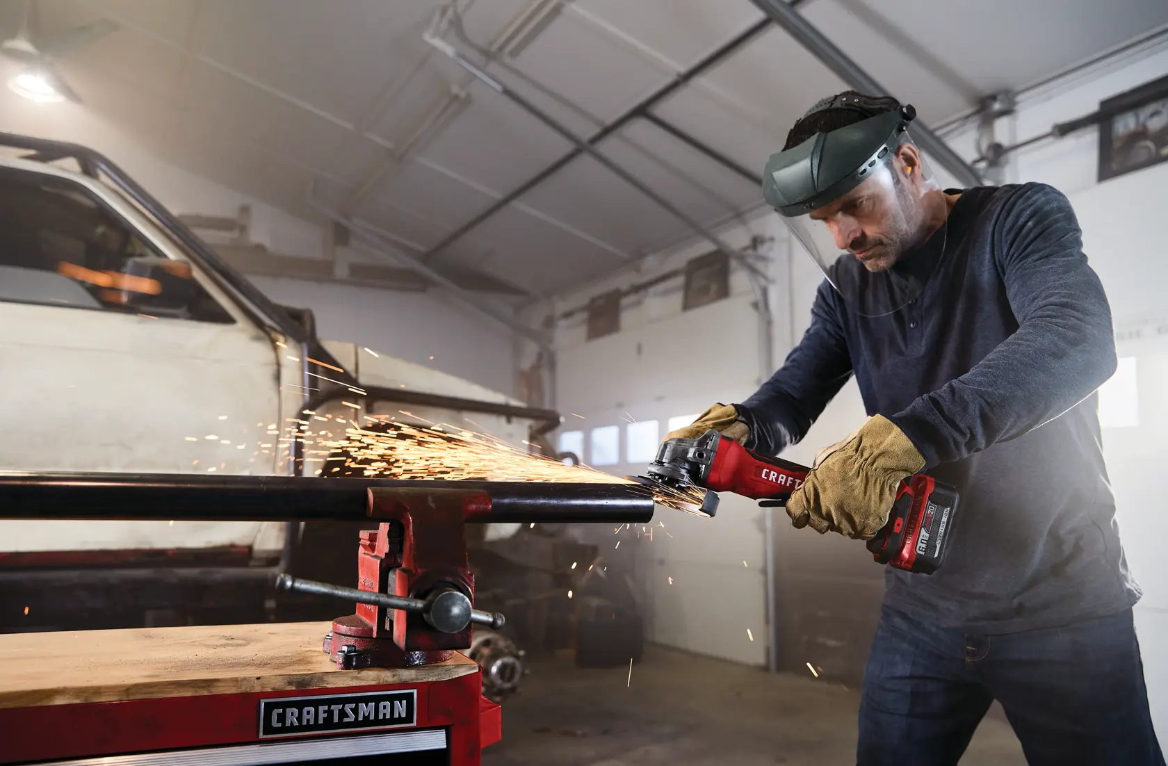 View of CRAFTSMAN Angle Grinder being used by consumer