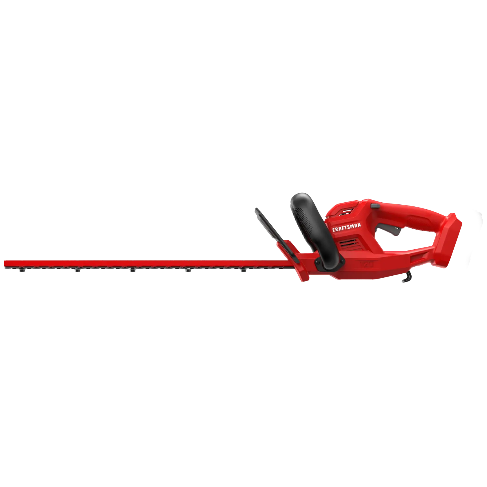 Right profile  view of cordless 20 inch hedge trimmer kit.