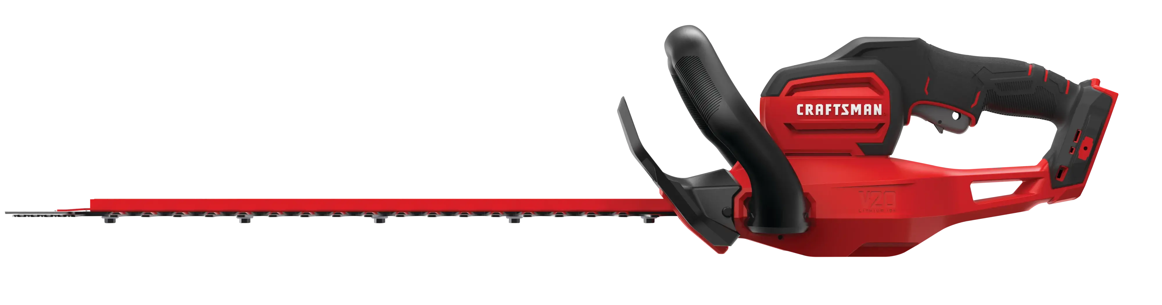 Left profile of cordless 22 inch hedge trimmer.