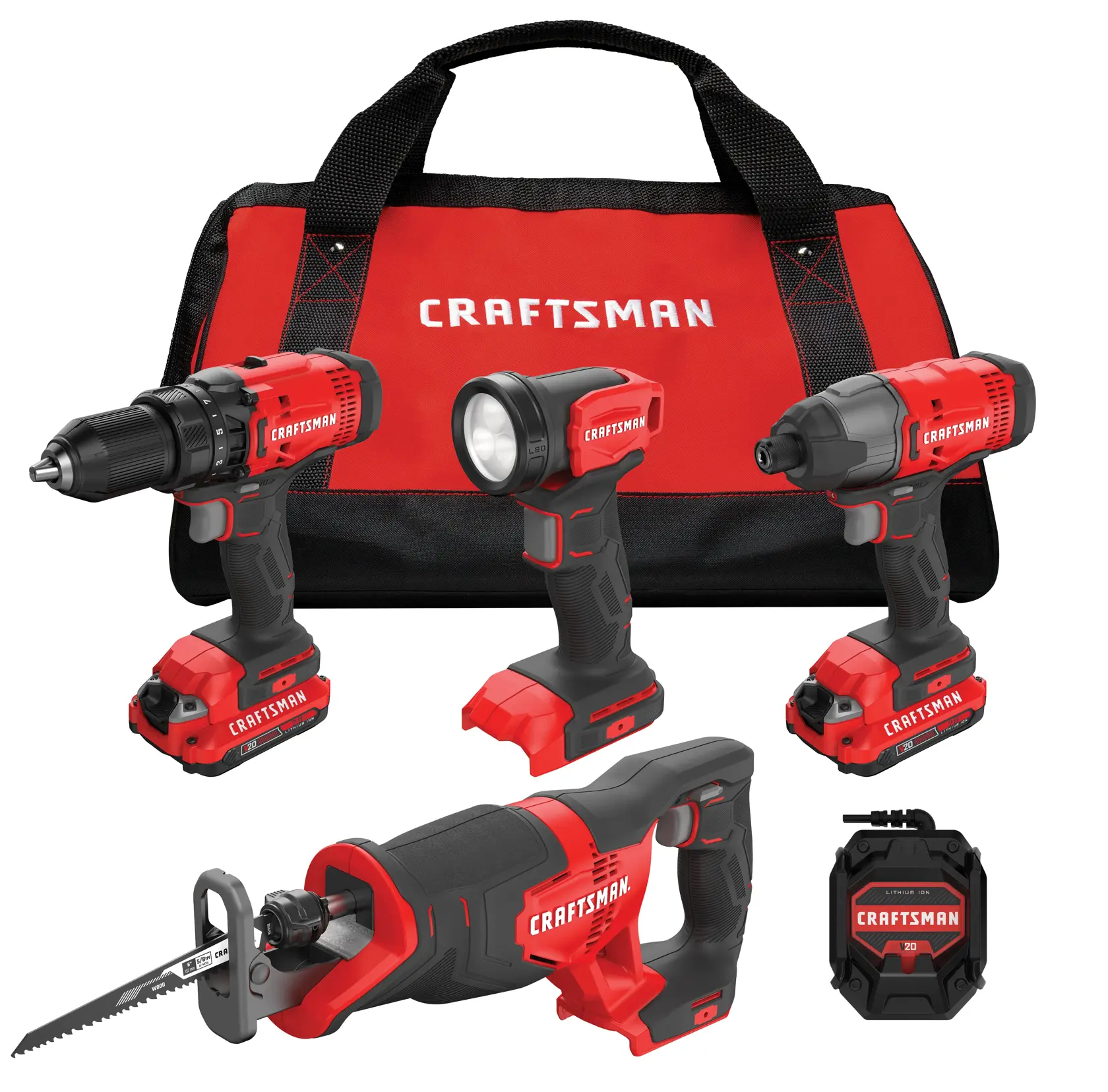 Cordless 4 tool combo kit 2 batteries kit.