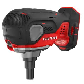 Craftsman cordless nailer CMCN150B, black and red, angled side view on white background.
