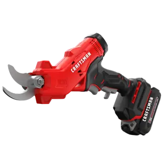 Photo of Craftsman cordless pruner CMCPR320C1, red and black, side angle on white background.