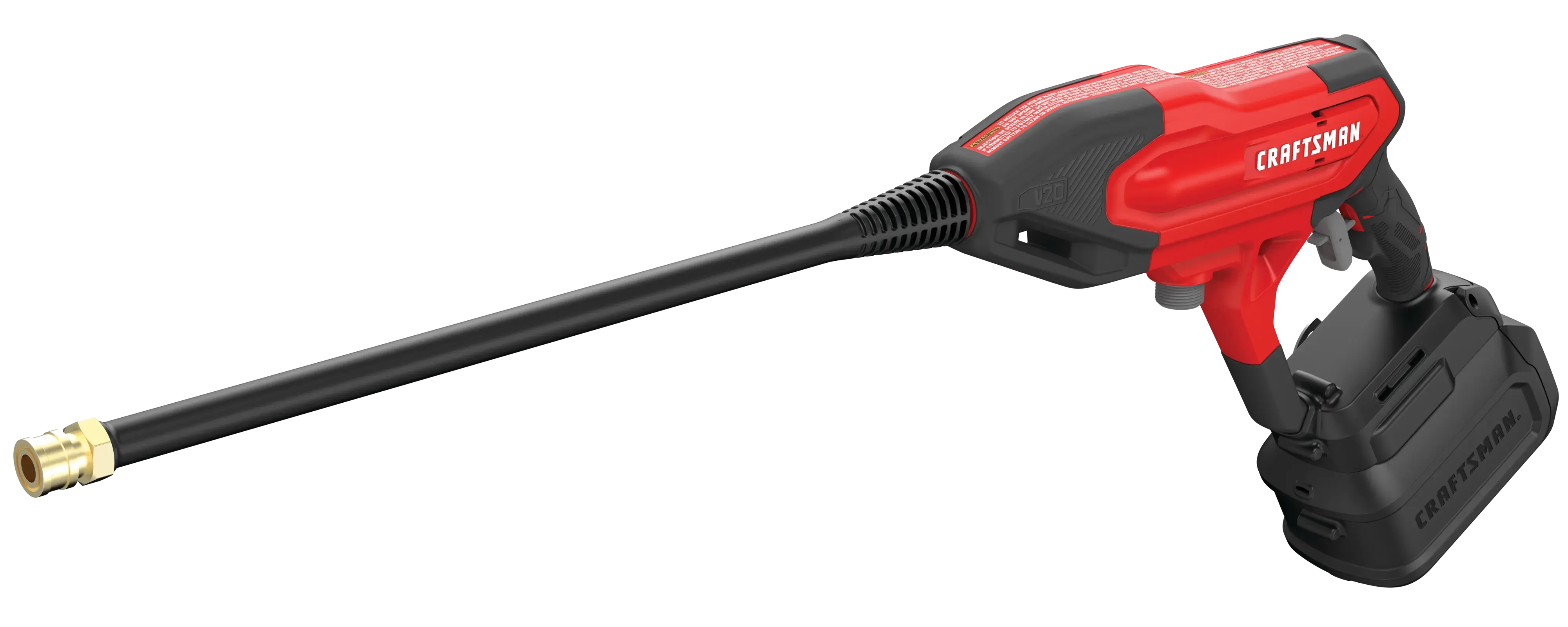 Left profile of 20 volt cordless 350 max P S I power cleaner.