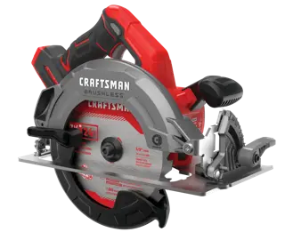 Right profile of 20 volt 7 1 quarter inch brushless cordless circular saw.
