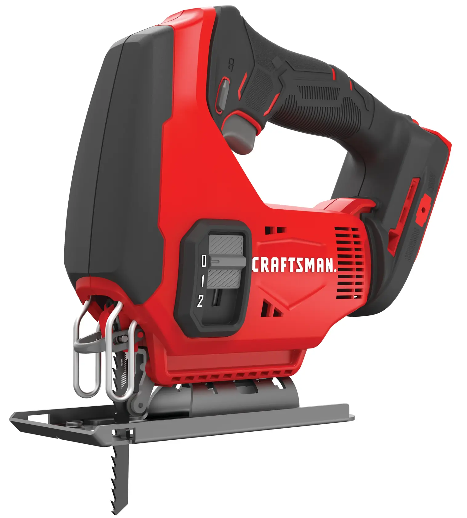 Left profile of 20 volt cordless jig saw.