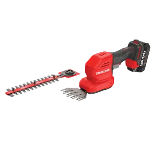 20 volt 8 inch cordless 2 in 1 hedge trimmer and 4 inch grass shear kit.