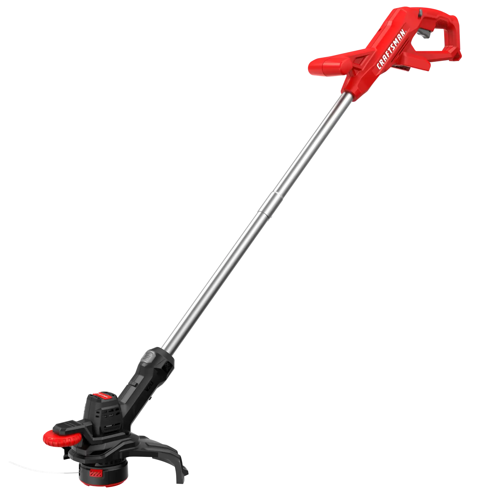 Left profile of 20 volt cordless 10 inch weedwacker string trimmer and edger.
