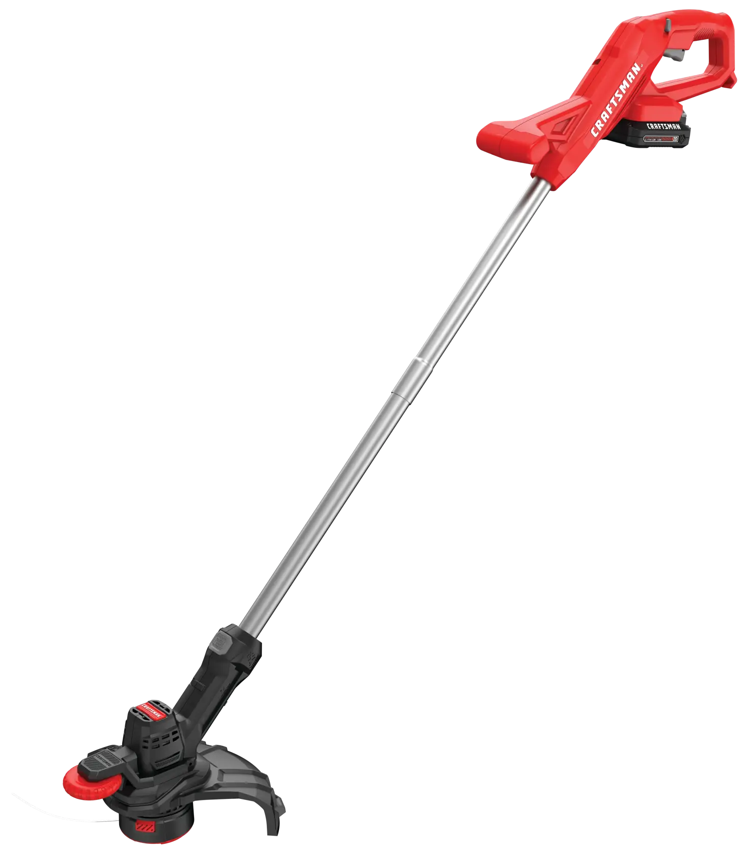 Right profile of 20 volt cordless 10 inch weedwacker string trimmer and edger.