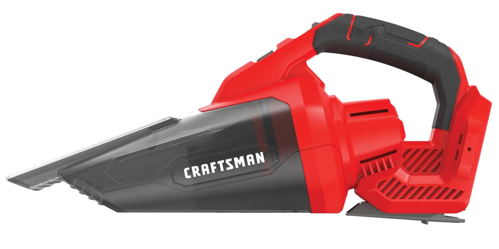 Left profile of 20 volt cordless handheld vacuum.