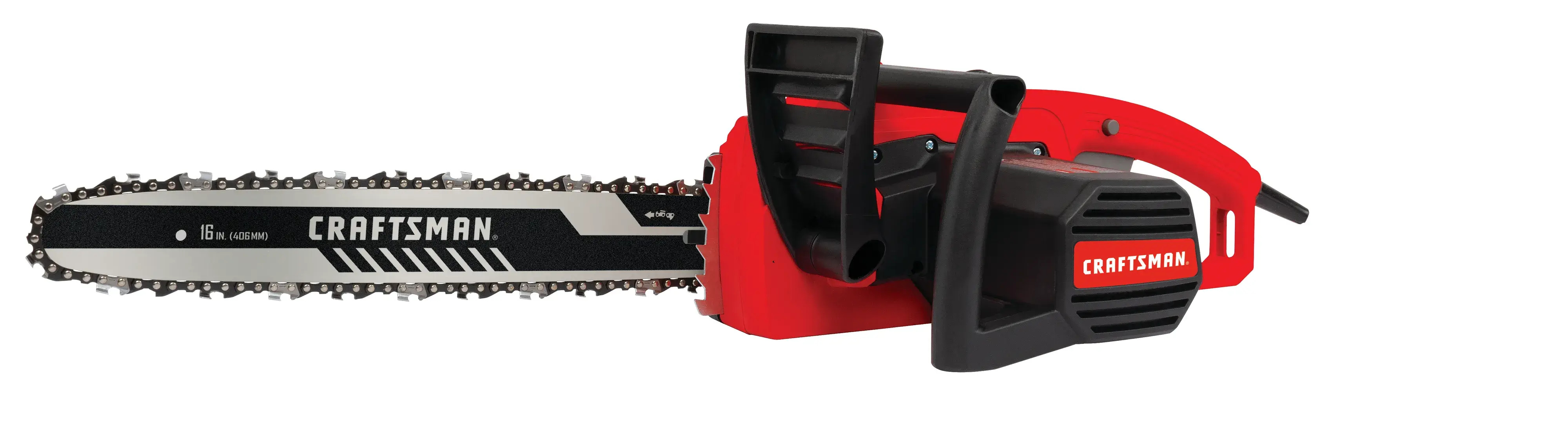View of CRAFTSMAN Chain Saws on white background