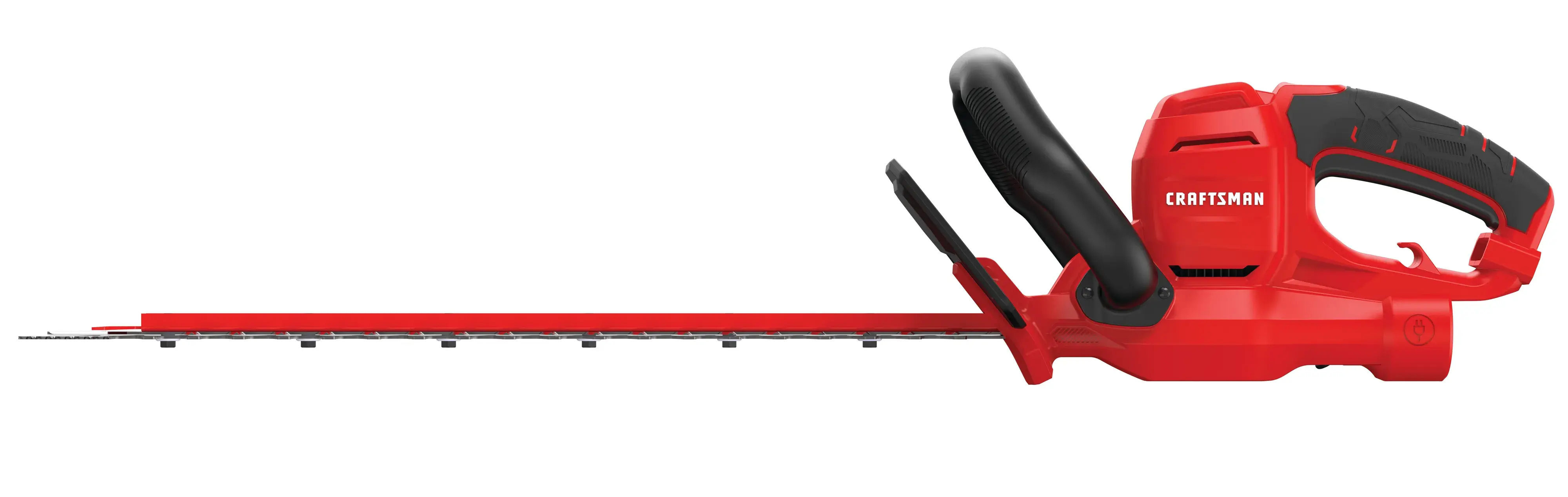 Profile of 3 dot 8 amp 22 inches corded hedge trimmer.