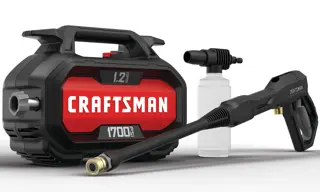 Profile of 1700 pound per square inch electric compact cold water pressure washer.