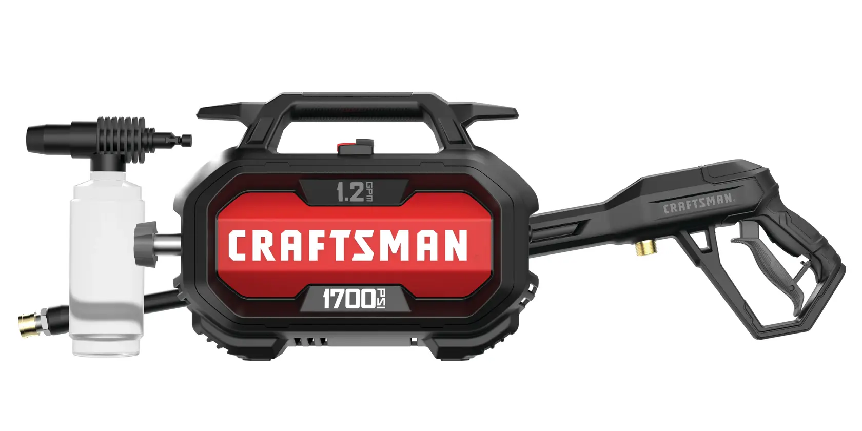 Right profile of 1700 pound per square inch electric compact cold water pressure washer.