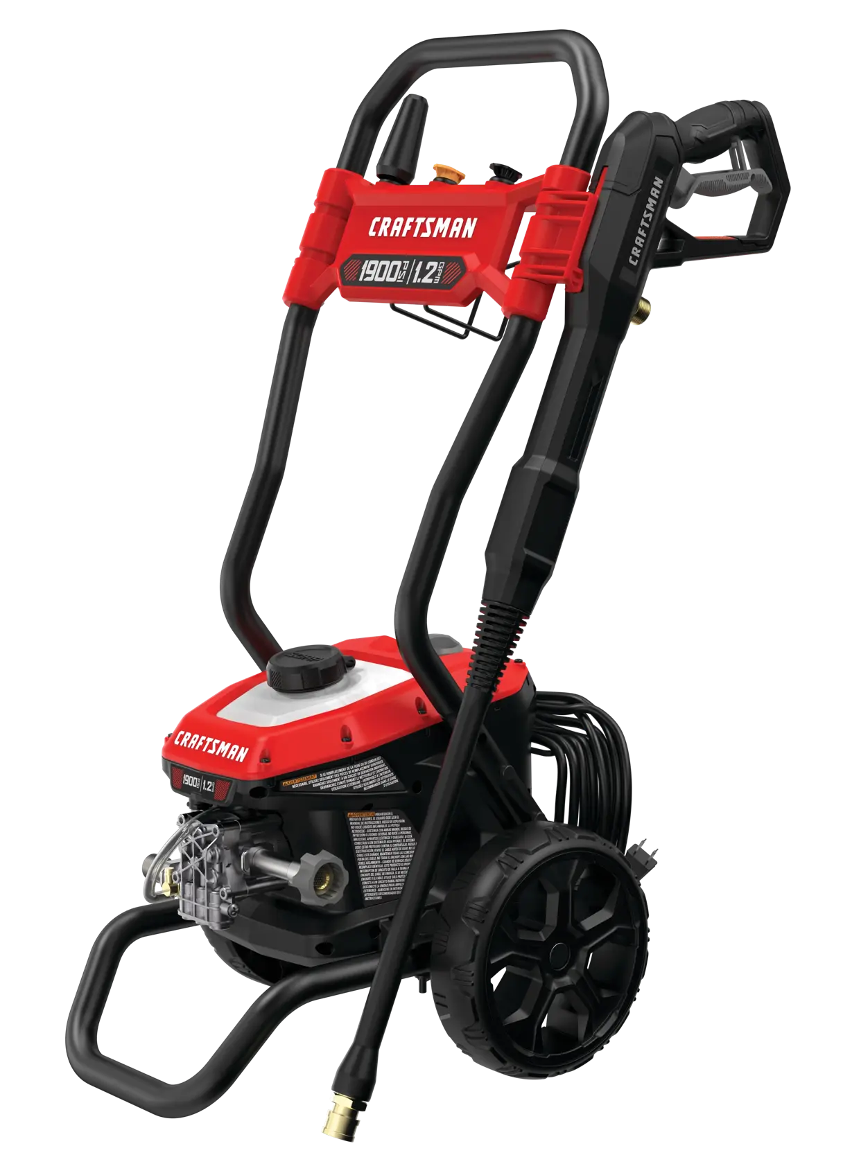 Right profile of 1900 pound per square inch electric cold water pressure washer.