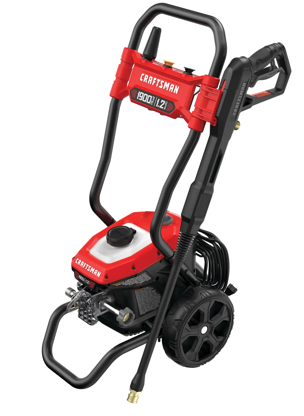 Profile of 1900 pound per square inch electric cold water pressure washer.